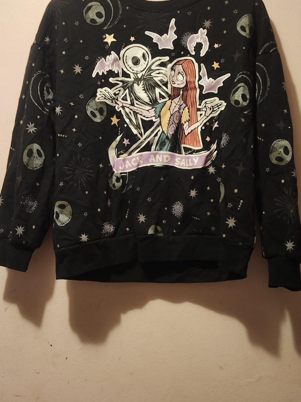 Disney Black Jack and Sally Pullover Sweatshirt with Colorful Graphic
